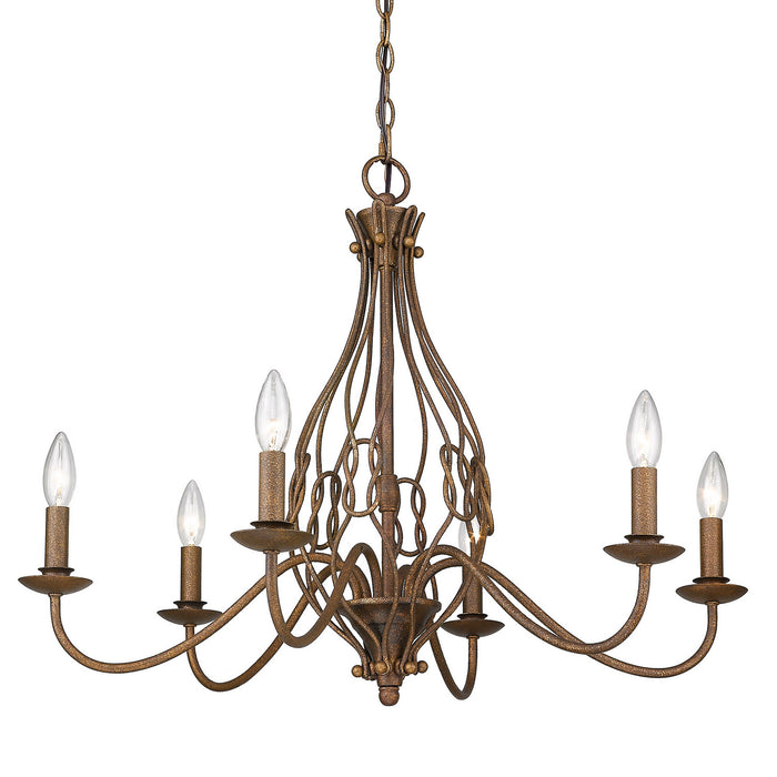 Golden - 1349-6 BC - Six Light Chandelier - Antoinette - Burnished Chestnut