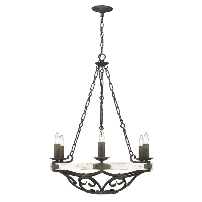 Golden - 1821-6 ABI-CDW - Six Light Chandelier - Madera - Antique Black Iron