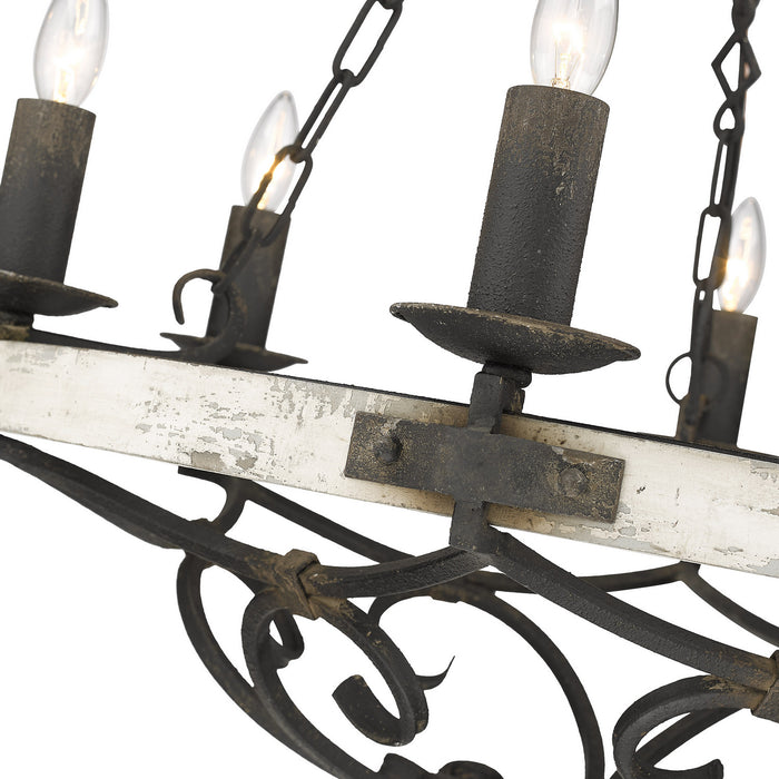 Golden - 1821-6 ABI-CDW - Six Light Chandelier - Madera - Antique Black Iron