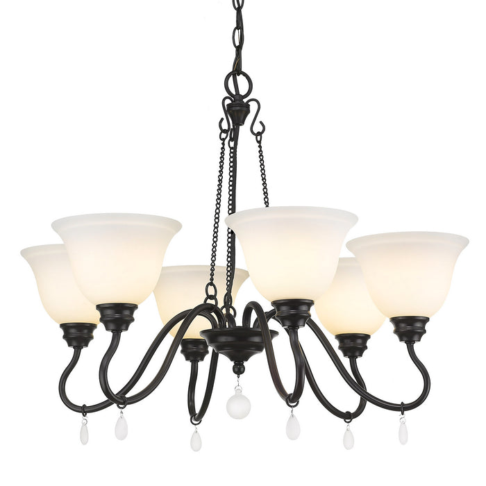 Golden - 3715-6 BLK-OP - Six Light Chandelier - Donya - Matte Black