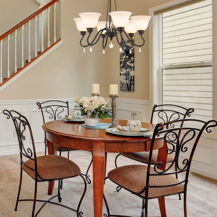 Golden - 3715-6 BLK-OP - Six Light Chandelier - Donya - Matte Black