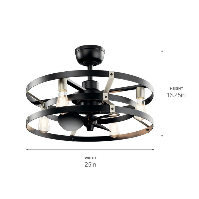 Kichler - 300040SBK - 25 Inch Ceiling Fan - Cavelli - Satin Black