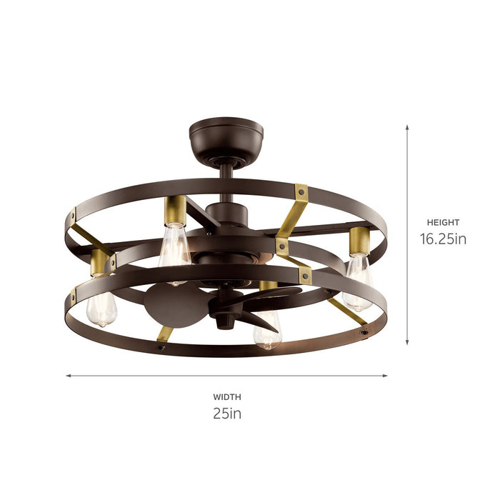 Kichler - 300040SNB - 25 Inch Ceiling Fan - Cavelli - Satin Natural Bronze