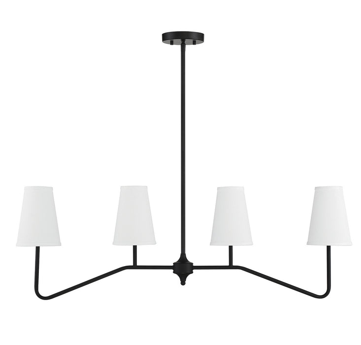 Meridian - M10078MBK - Four Light Linear Chandelier - Matte Black