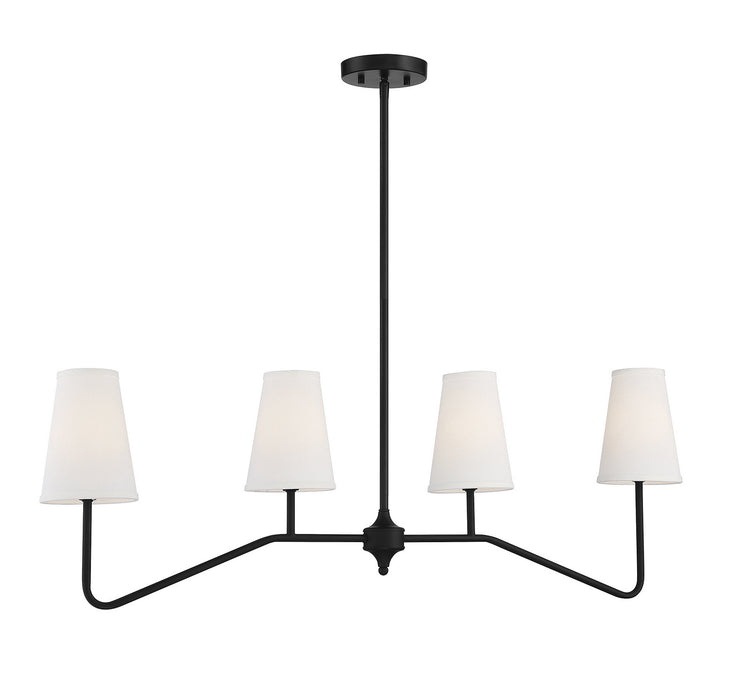 Meridian - M10078MBK - Four Light Linear Chandelier - Matte Black