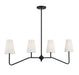 Meridian - M10078MBK - Four Light Linear Chandelier - Matte Black