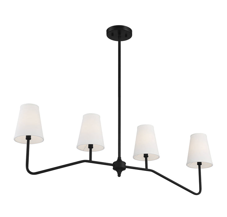 Meridian - M10078MBK - Four Light Linear Chandelier - Matte Black