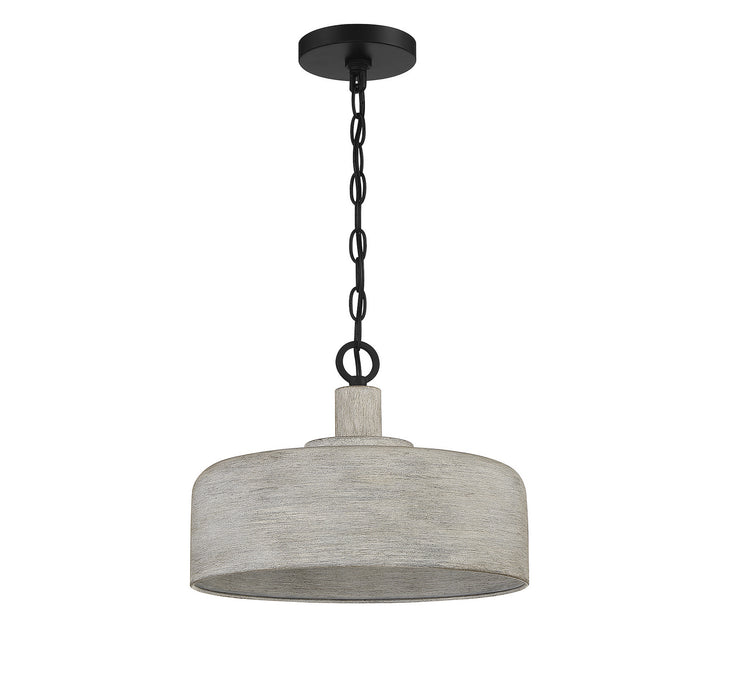 Meridian - M70103WGBK - One Light Pendant - Weathered Gray with Black