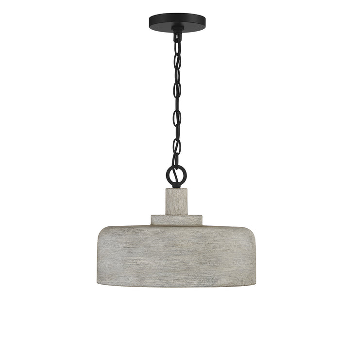 Meridian - M70103WGBK - One Light Pendant - Weathered Gray with Black