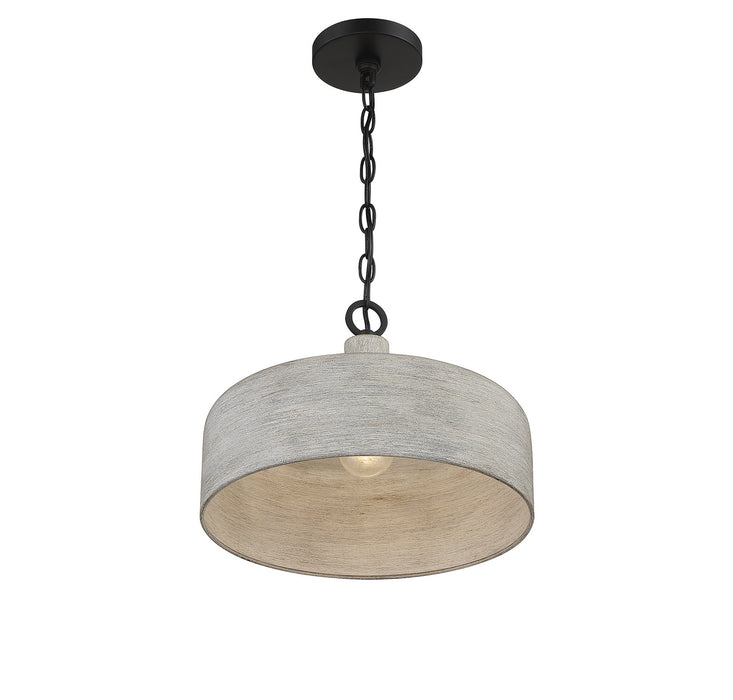 Meridian - M70103WGBK - One Light Pendant - Weathered Gray with Black