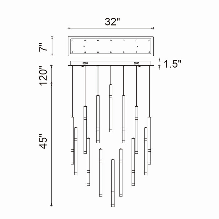 CWI Lighting - 1262P32-14-101 - LED Chandelier - Flute - Black