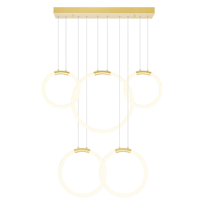 CWI Lighting - 1273P44-5-602-RC - LED Chandelier - Hoops - Satin Gold