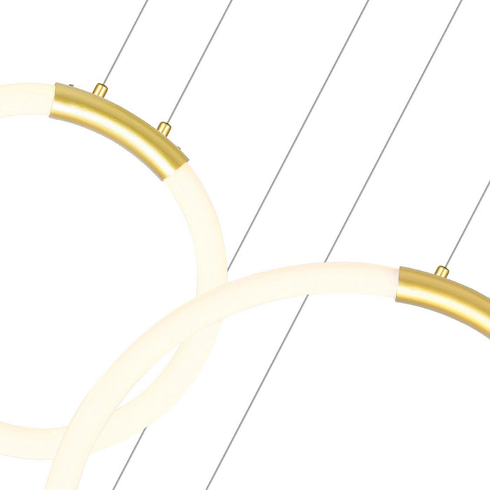 CWI Lighting - 1273P44-5-602-RC - LED Chandelier - Hoops - Satin Gold