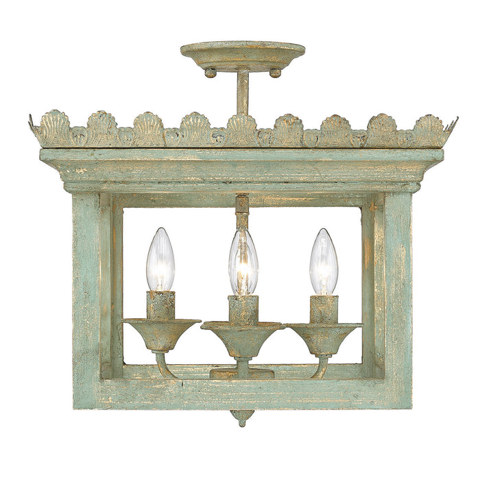 Golden - 0838-SF VS - Four Light Semi-Flush Mount - Finley - Vintage Sage