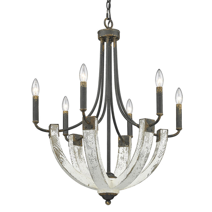 Golden - 0840-6 ABI - Six Light Chandelier - Elwood - Antique Black Iron
