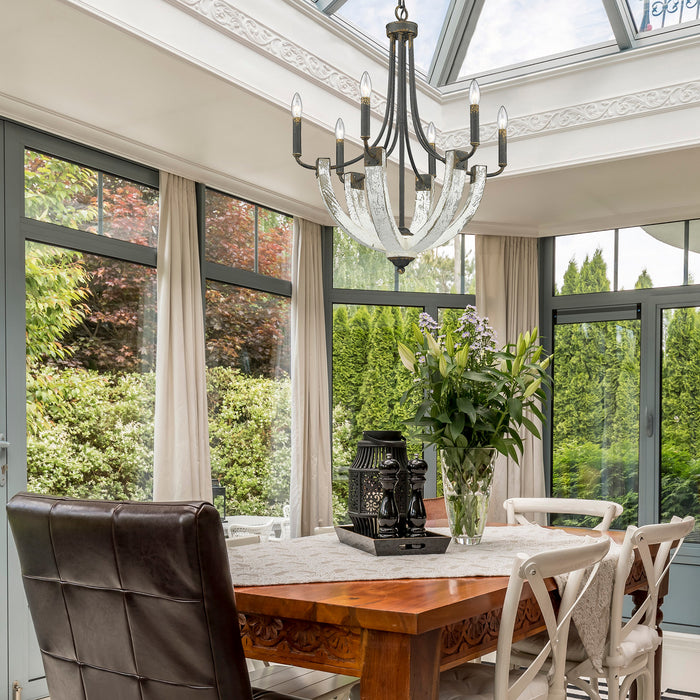 Golden - 0840-6 ABI - Six Light Chandelier - Elwood - Antique Black Iron