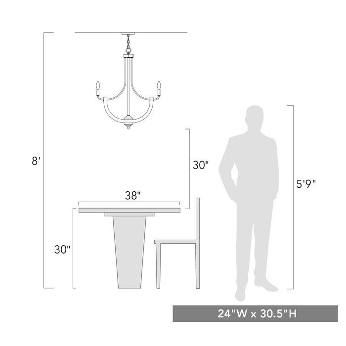 Golden - 0840-6 ABI - Six Light Chandelier - Elwood - Antique Black Iron