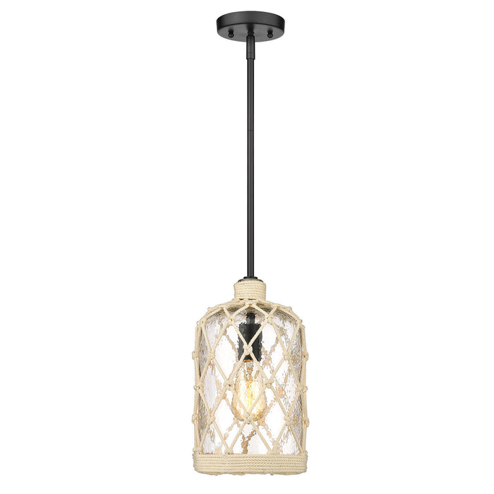 Golden - 1090-M1L BLK-HCG - One Light Mini Pendant - Nassau - Matte Black