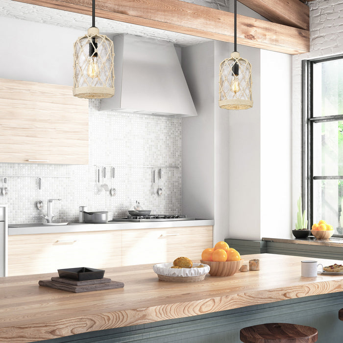 Golden - 1090-M1L BLK-HCG - One Light Mini Pendant - Nassau - Matte Black