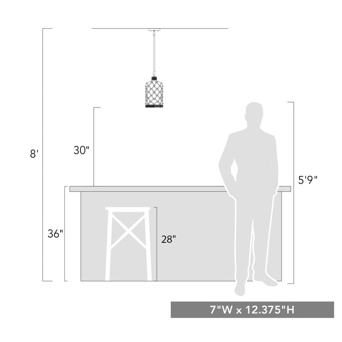 Golden - 1090-M1L BLK-HCG - One Light Mini Pendant - Nassau - Matte Black