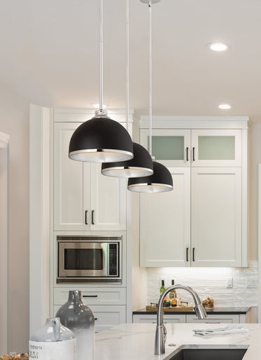 Landry One Light Pendant Matte Black + Chrome