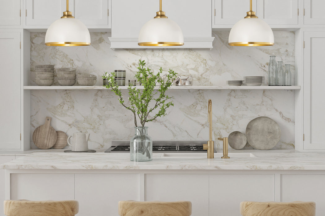Z-Lite - 1004P10-MW-RB - One Light Pendant - Landry - Matte White + Rubbed Brass