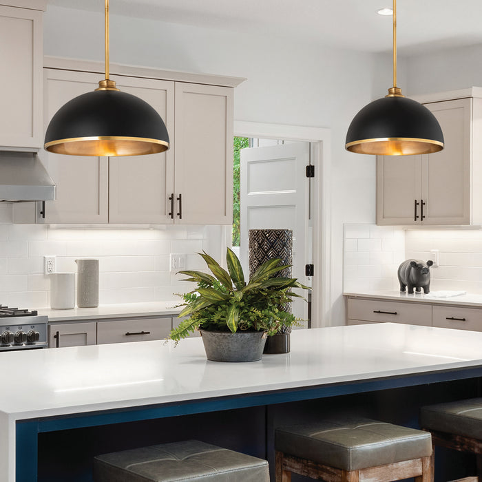 Z-Lite - 1004P14-MB-RB - One Light Pendant - Landry - Matte Black + Rubbed Brass