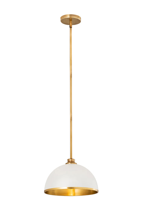 Z-Lite - 1004P14-MW-RB - One Light Pendant - Landry - Matte White + Rubbed Brass