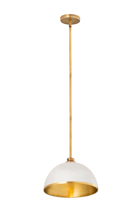 Z-Lite - 1004P14-MW-RB - One Light Pendant - Landry - Matte White + Rubbed Brass