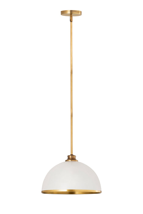 Z-Lite - 1004P14-MW-RB - One Light Pendant - Landry - Matte White + Rubbed Brass