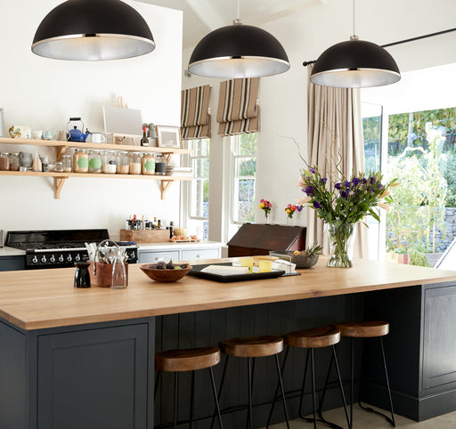 Landry One Light Pendant Matte Black + Chrome