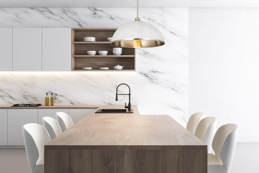 Landry One Light Pendant Matte White + Brushed Nickel