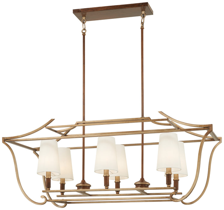 Metropolitan - N6556-690 - Six Light Island Pendant - Magnolia Manor - Pale Gold With Distressed Bronze