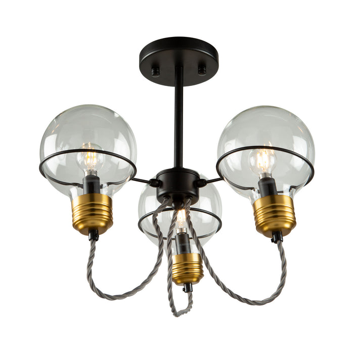 Artcraft - AC11723BK - Three Light Semi-Flush Mount - Martina - Black and Brushed Brass