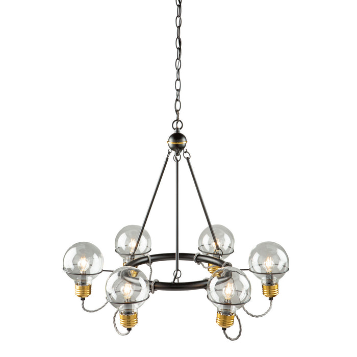 Artcraft - AC11727BK - Six Light Chandelier - Martina - Black and Brushed Brass