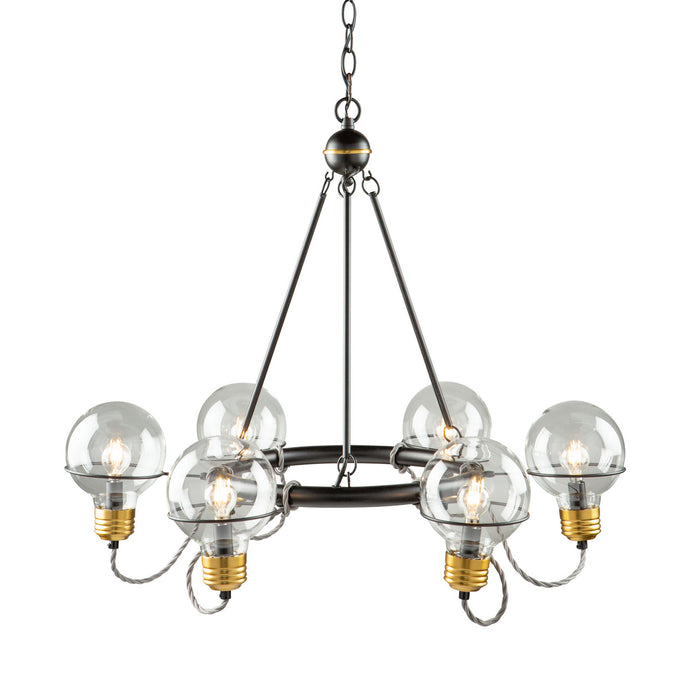 Artcraft - AC11727BK - Six Light Chandelier - Martina - Black and Brushed Brass