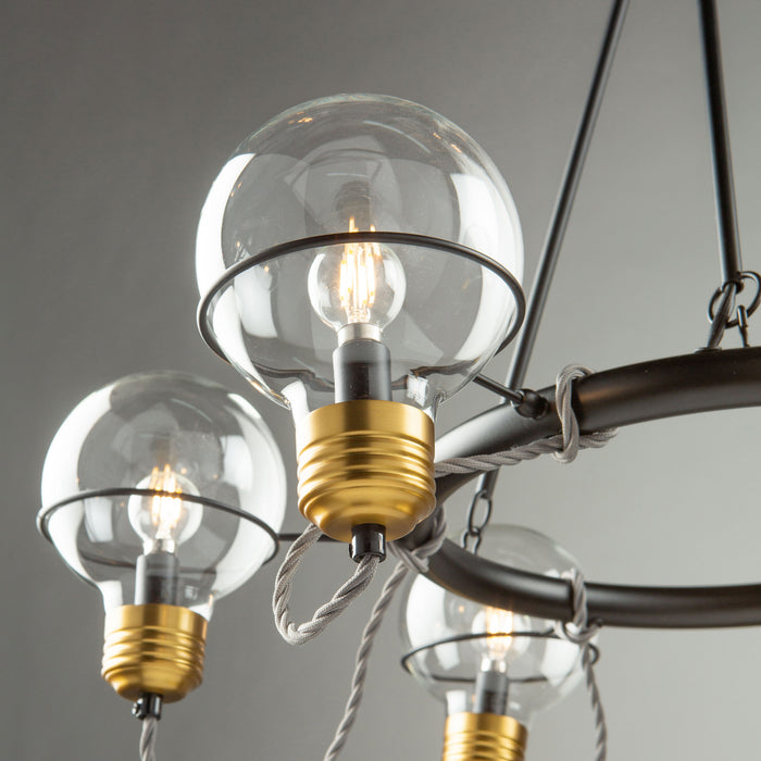 Artcraft - AC11727BK - Six Light Chandelier - Martina - Black and Brushed Brass