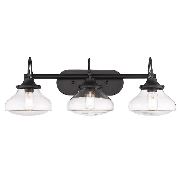 Golden - 3419-BA3 BLK-CLR - Three Light Vanity Light - Nash - Matte Black