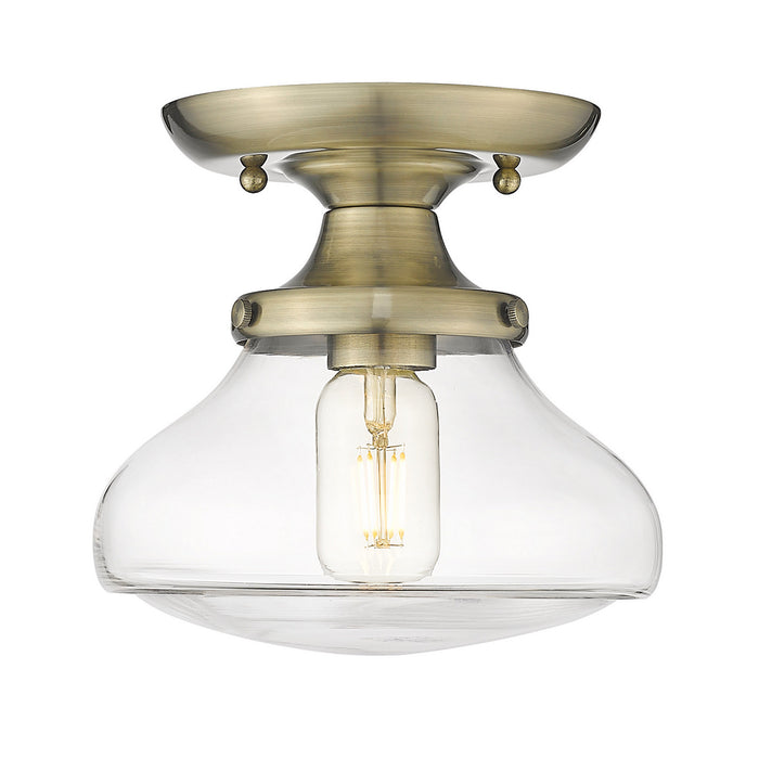 Golden - 3419-SF AB-CLR - One Light Semi-Flush Mount - Nash - Aged Brass