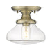 Golden - 3419-SF AB-CLR - One Light Semi-Flush Mount - Nash - Aged Brass
