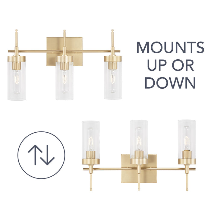 Capital Lighting - AA1015SF - Three Light Vanity - Riley - Soft Gold