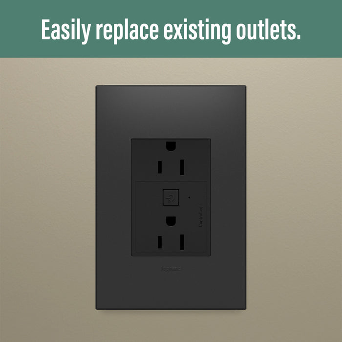 Legrand - WNAR153G1 - Plus-Sized 15A Outlet - Adorne - Graphite