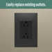 Legrand - WNAR153G1 - Plus-Sized 15A Outlet - Adorne - Graphite