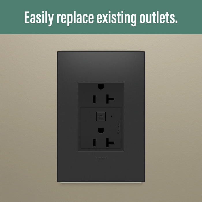 Legrand - WNAR203G1 - Plus-Sized 20A Outlet - Adorne - Graphite