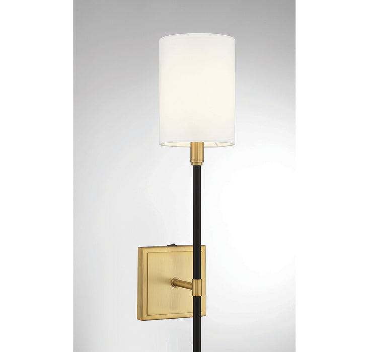 Meridian - M90069BNB - One Light Wall Sconce - Black with Natural Brass Accents