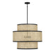 Meridian - M7016MBK - Three Light Pendant - Natural Cane with Matte Black