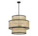 Meridian - M7016MBK - Three Light Pendant - Natural Cane with Matte Black