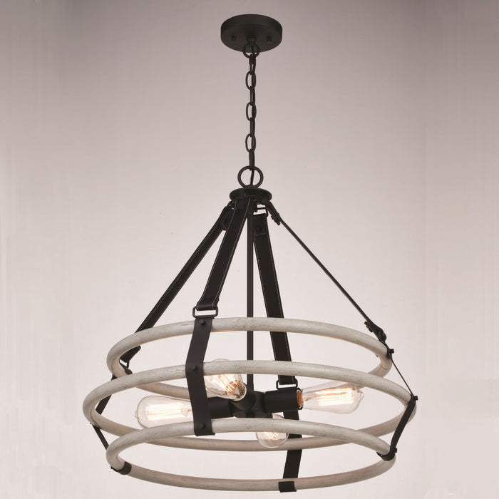 Vaxcel - P0371 - Four Light Pendant - Taylor - Textured Black and Ash Gray