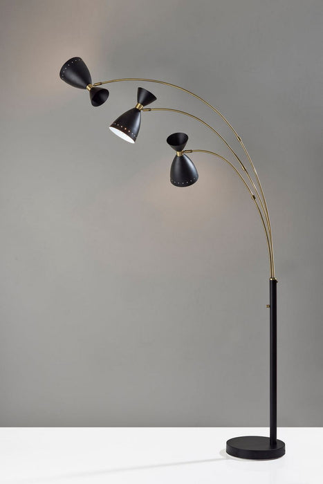 Adesso Home - 4290-01 - Three Light Floor Lamp - Oscar - Black W. Antique Brass