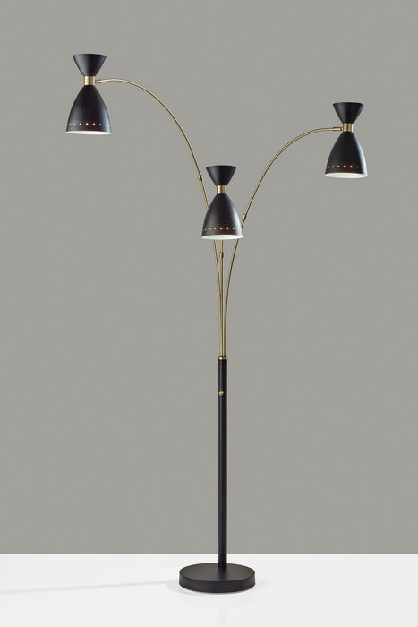 Adesso Home - 4290-01 - Three Light Floor Lamp - Oscar - Black W. Antique Brass